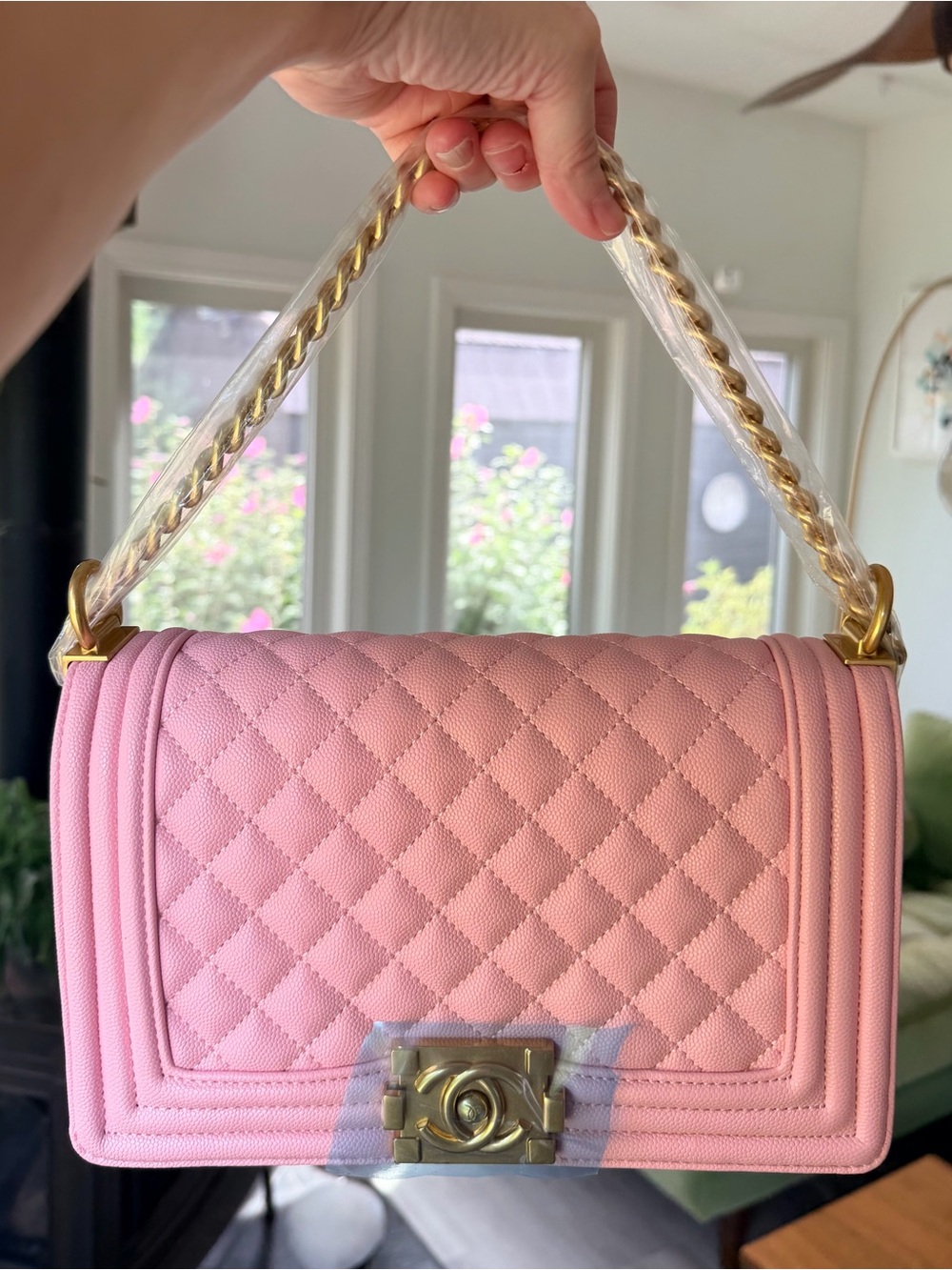 FULL SET NEW in Box Chanel Pink Caviar Boy Bag w SEALED Gold Tone Hardware